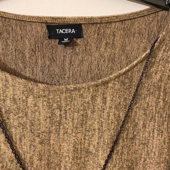 TACERA Women’s Brown Taupe Pullover Long Sleeves Attached Necklace Dress Medium. - Picture 3 of 8